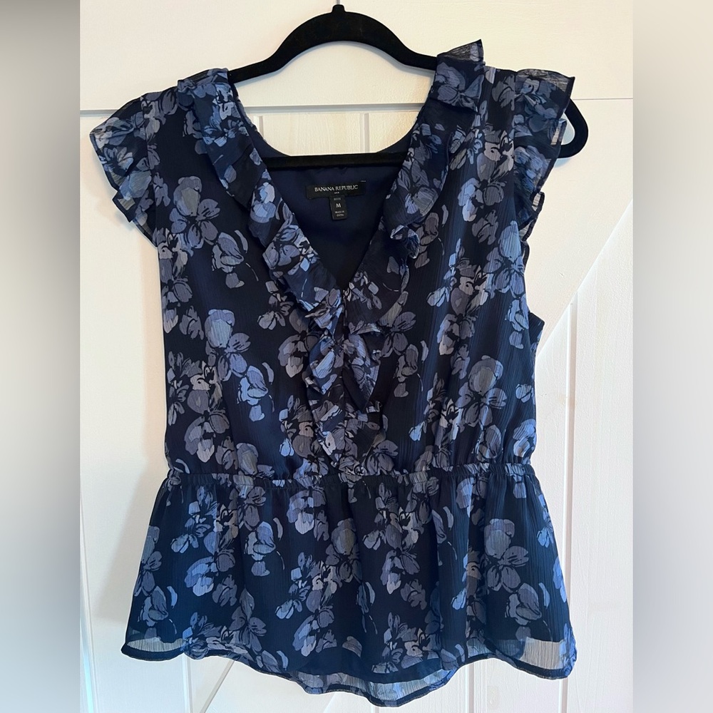 Banana Republic Navy Floral Top